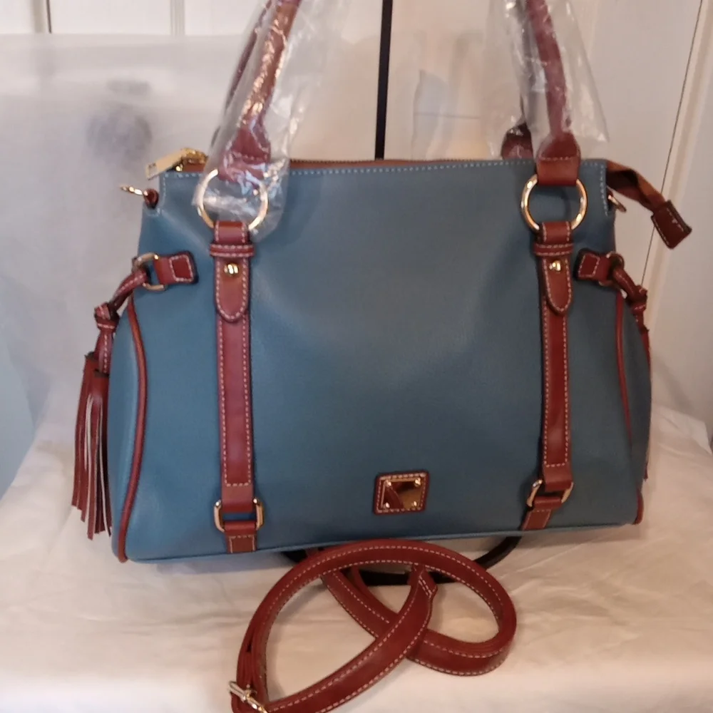 Blue and Brown Women's Handbag - Picture 2 of 13